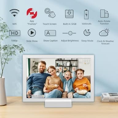 FRAMEO 10.1 Inch WiFi Digital Photo Frame with 5000mAh Battery,1280x800 HD IPS LCD Touch Screen,Auto-Rotate Portrait and Landscape,32GB Storage,Share Moments Instantly via Frameo App from Anywhere - Image 2