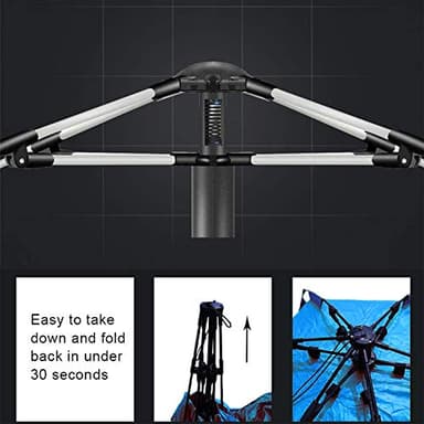 Oileus X-Large 4 Person Beach Tent Sun Shelter - Portable Sun Shade Instant Tent for Beach with Carrying Bag, Stakes, 6 Sand Pockets, Anti UV for Fishing Hiking Camping, Waterproof Windproof, Blue - Image 3