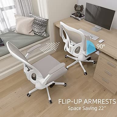 Monhey Office Chair Ergonomic Desk Chair with Lumbar Support&Headrest&Flip-up Arms Height Adjustable Rocking Swivel High Back Computer Chair Warm Taupe Mesh Study Chair (01Khaki) - Image 6