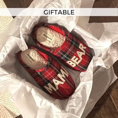 Dearfoams Women's Gifts for Mom Cute Cozy Mothers Day Mama Bear Slipper, Tartan Plaid, 7-8 - Image 7