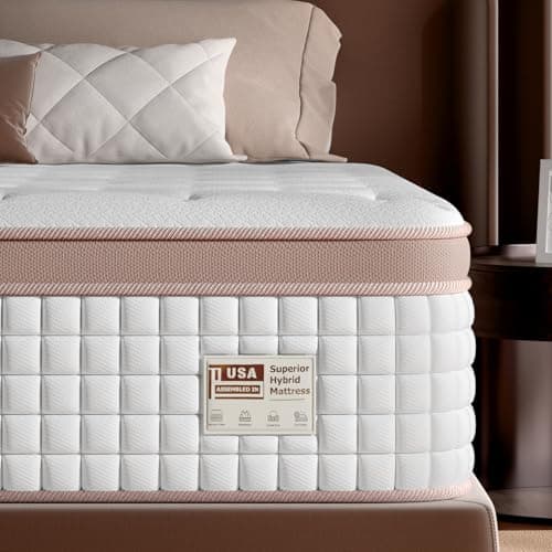 Mattress Queen Size 14 Inch - Firm Hybrid Bed in a Box for Couples & Light Sleepers, 366-Night Trial, Pocket Spring Mattress for Back Pain Relief & Motion Isolation, CertiPUR-US Certified - Image 1