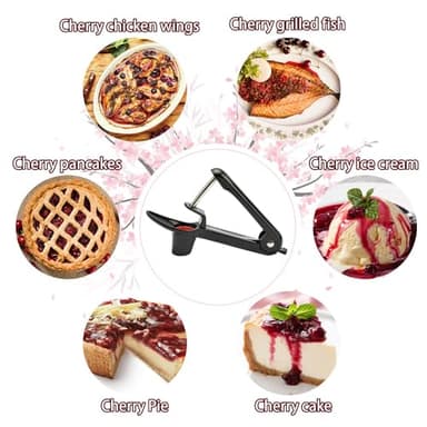 Cherry Pitter - Ordekcity Stainless Steel Cherries Corer Pitter Tool with Hand-held Push Design, Save Time & Space for Making Cherry Jam with Lock Design(Black) - Image 2