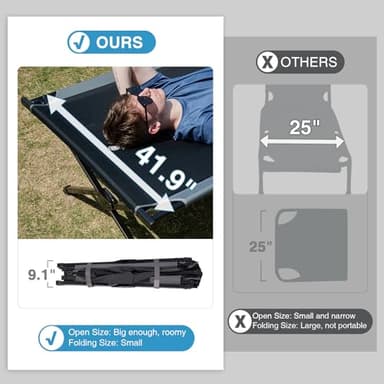 EVER ADVANCED Extra Wide Camping Cot for Adults Oversized XXL Sleeping Cots Folding Cot Bed with Carry Bag, 84.3" L x 41.9" W, Support to 550 lbs - Image 2