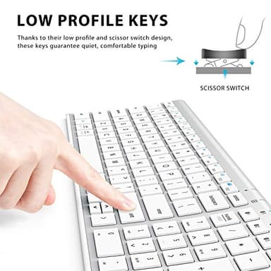 iClever BK10 Bluetooth Keyboard, Universal Bluetooth 5.1 Wireless Keyboard with Number Pad, Ergonomic Design, Multi-Device Compatibility, Stable Connection for Mac, iPad, iPhone, Android, Windows - Image 3