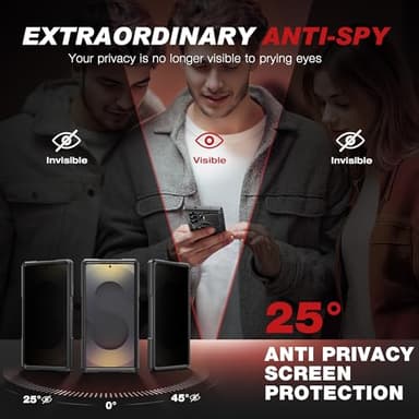 TONGATE Magnetic Stand for Samsung Galaxy S25 Ultra Case with Privacy Screen Protector, [Compatible with Magsafe] [Military Drop Protection] S25 Ultra Case with Camera Cover & Belt Clip, Black 6.9" - Image 4