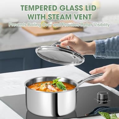 3 Ply Stainless Steel 11-Piece Cookware Set with Lids, Pots and Pans Kitchen Set, Non-Toxic, Induction, Oven, Dishwasher Safe, Professional Chef Quality - Image 5
