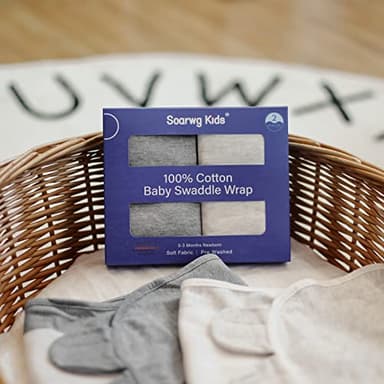 Organic Baby Swaddle Sleep Sacks, 2-Pack Swaddles for Newborns Baby Essentials, Infant 0-3 Months, 100% Cotton Soft & Snug Adjustable Wrap Nursery Swaddling Blankets Improves Sleep - Image 8