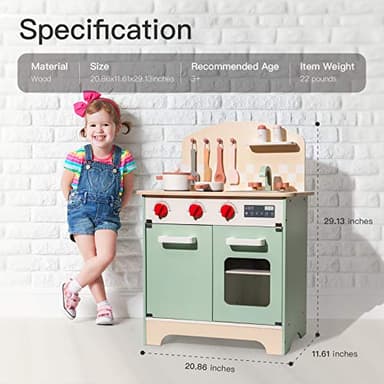 ROBUD Kids & Toddlers Kitchen Playset, Wooden Pretend Play Kitchen Set Toy Gift for Girls & Boys - Image 6