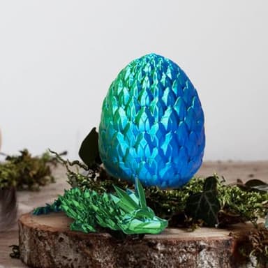 AUMEILLER 3D Printed Dragon,3D Printed Dragon with Egg,Fidget Eggs Gift for Kid(Laser Blue Green) - Image 5