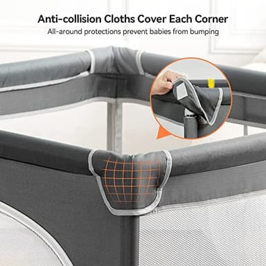 COMOMY Playpens for Babies and Toddlers, Small Baby Play Pens, Activity Center for Baby Safe and Non-Slip Baby Fence, Full Mesh Design, Indoor & Outdoor Kids Activity Center (Dark Grey, 36"x36") - Image 4