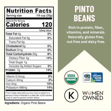 Mountain High Organics, Certified Organic Pinto Beans,1 lb (Pack of 1) - Image 2