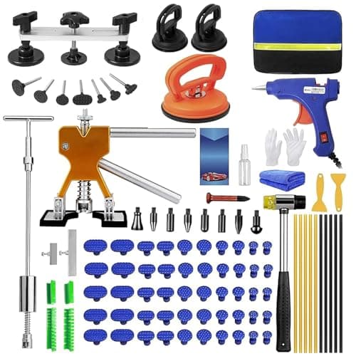 97pcs Dent Puller Kit, Car Dent Puller for Dent Removal, Paintless Dent Removal Kit with Golden Lifter, Bridge Puller, Slide Hammer T-Bar, Dent Remover Tool for Car Refrigerator Door Ding Repair - Image 1