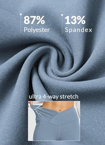 BALEAF Yoga Pants with Pockets for Women Flare Leggings Tummy Control Trendy Crossover High Waist Bell Bottom Leggings Light Blue 29/'' XL, Soft - Image 5