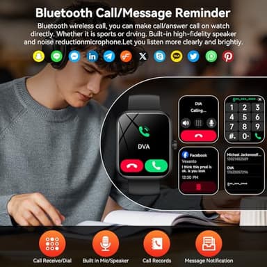 Smart Watch(Answer/Make Calls), 1.83" Smartwatch for Men Women Alexa Built-in, Fitness Tracker with IP68 Waterproof, 100+ Sport Mode Activity Tracker, Heart Rate Sleep Monitor, iOS Android Compatible - Image 2