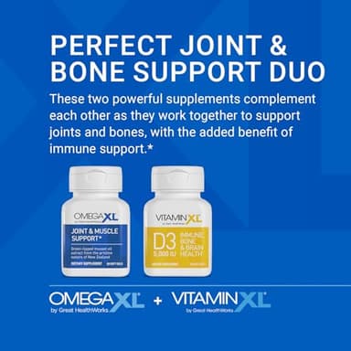 OmegaXL Joint Support Supplement - 60 Softgels & VitaminXL D3 High Potency Daily Vitamin D 5000 IU 125mcg Immune Support Supplement (30 Softgels) - 2 Pack - Image 4