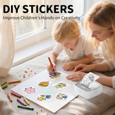 PRT Mini Sticker Printer, Portable Thermal Printer with 1 Roll Sticker Paper, Inkless Sticker Maker, Bluetooth Label Printer for Study Notes,Lists,Pictures,DIY Creations Small Printers for Home Use - Image 4