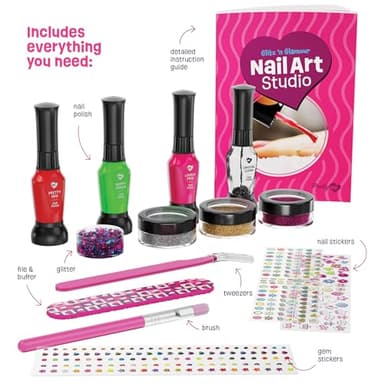 Nail Art Studio for Girls - Birthday Gift - Nail Polish Kit for Kids Ages 7-12 Years Old - Girl Gifts Ideas - Gift Set - Girly Stuff - Polish, Pens, Glitter, Stickers, Gems, Filer - 8 9 10 11 12 Year - Image 4