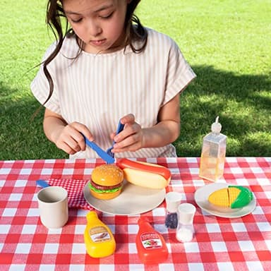 27 PCS Kids BBQ Grill Playset Backyard Barbecue Play Grill Toy Set for Toddlers, Play Food Sets for Kids Kitchen - Image 4