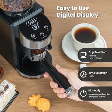 Gevi Coffee Grinder Electric,Coffee Bean Grinder with 35 Grind Settings for Espresso,Drip,French Press,Burr Coffee Grinder for Home Use,Anti-static Design,Black - Image 3