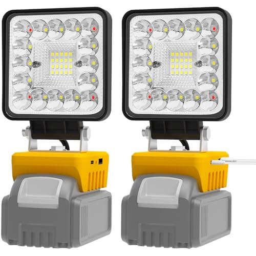 2 PCS Cordless LED Work Light for Dewalt 18V 20V Max Battery, 5000LM Battery Light for Dewalt 20v Tools, Portable Work Light with USB & Type-C Charging for Jobsite, Garage, Car Repairing, Emergency - Image 1