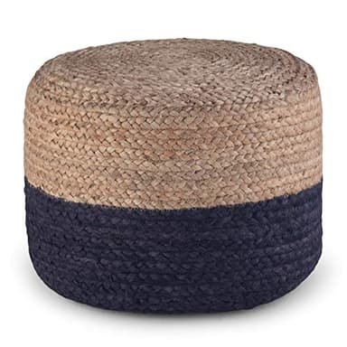 SIMPLIHOME Lydia Boho Round Pouf in Navy, Natural Braided Jute for the Living Room, Bedroom and Kids Room - Image 1