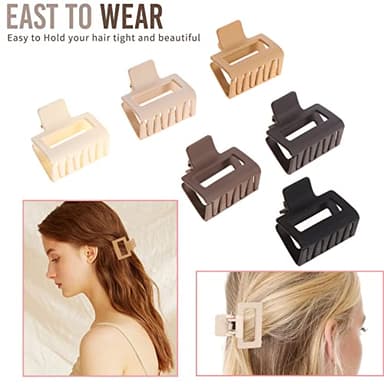 Alemaky 12 Pack Square Claw Clips, Big and Small Neutral Rectangle Hair Claw Clips, Non-slip Matte Large Hair Clips for Women,Strong Hold jaw clip for Thick Thin Hair (Neutral) - Image 3