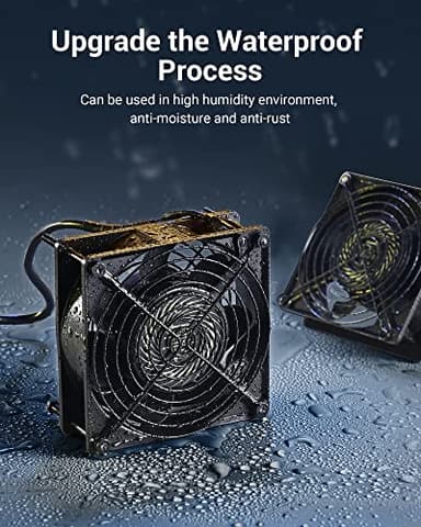 DEWENWILS 2 Pack 120V AC Fan, Waterproof Exhaust Fan 120mm, 18W 2850RPM 90CFM, DIY Cooling Fan for Refrigerator, Computer Case, Compressor Engine, Generator, UL Listed - Image 4