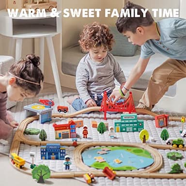 Tiny Land 110PCS Wooden Train Set – Toy Train with Tracks for Kids Ages 3-7, Compatible with Major Brands, Ideal Railway Playset for Boys and Girls, Great Birthday - Image 6