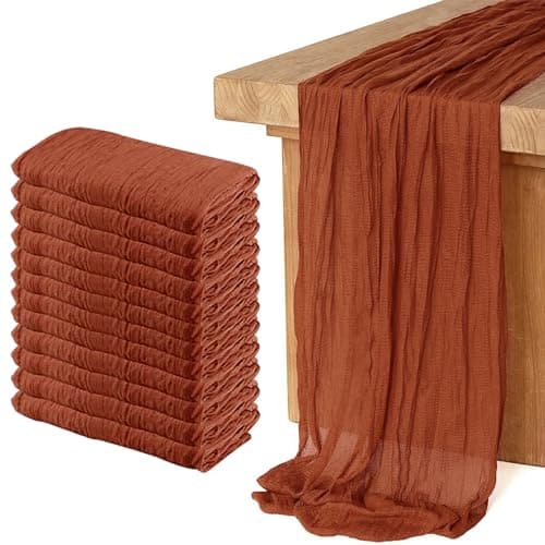 12 Pack Cheesecloth Table Runner, Runner Gauze Boho Wedding Decor Romantic Table Runner for Wedding Birthday Party(35" x 118") (Terracotta) - Image 1