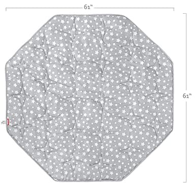 Octagon Playpen Mat Grey, Non Slip 8 Panel Playpen Mattress Mat Fits Regalo Extra Large Play Yard and hiccapop XL 69" Baby Playpen, Grey Star Octagon Playard Pad - Image 2