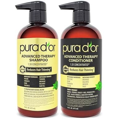 PURA D'OR Advanced Therapy Biotin Shampoo & Conditioner Hair Care Set For Hair Thinning, CLINICALLY TESTED Effective Results, Herbal Hair Thickening Products For Women & Men, 16oz x2 - Image 1