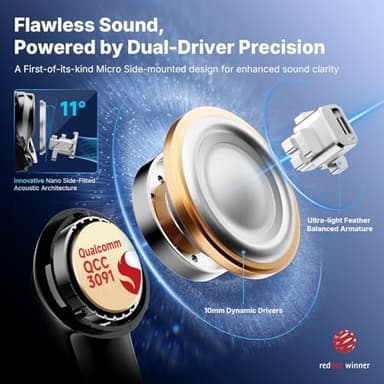 EarFun Air Pro 4+ Adaptive Noise Cancelling Wireless Earbuds, Qualcomm aptX Lossless, Dual Drivers, Translation Earbuds, Snapdragon Sound, 6 Mics AI Clear Calls, Hi-Res Sound, LDAC, Bluetooth 6.0, 54H - Image 3