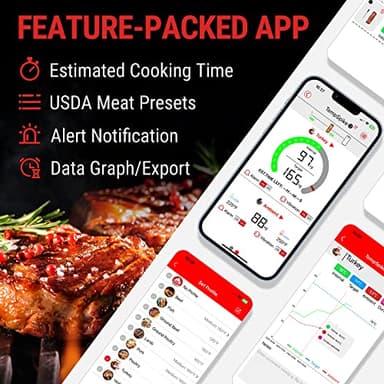 ThermoPro TempSpike 500 ft Wireless Meat Thermometer Digital, Bluetooth Meat Thermometer Wrieless for Beef Lamb Chicken Turkey, Smoker Acccessories for Rotisserie Sous Vide BBQ Oven Air Fryer - Image 5