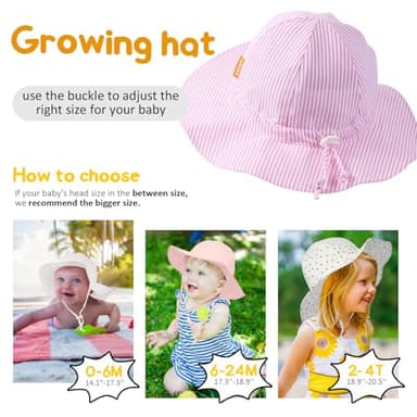 Baby Girl Sun Hat with UPF 50+ Outdoor Adjustable Toddler Beach Hat with Wide Brim Bucket Hats for Kids 6-24 Months Navy - Image 6