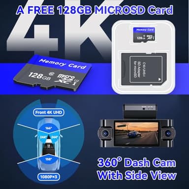 4 Channel Dash Cam 360° View,4K Front Rear Inside Dashcam,Left Right Dash Camera for Cars,Built-in GPS, 5G WiFi,Voice Control,Night Vision, 24/7 Recording Parking Mode Monitor, Free 128G Card - Image 8
