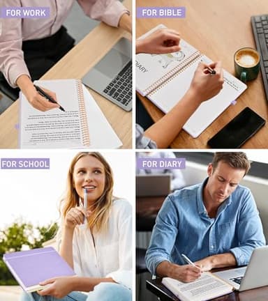 A4 Spiral Notebook Journal 8.5” x 11”, 256 Numbered Pages Hardcover Leather Journals for Women Men, Large Lined College Ruled Notebooks, 100GSM Thick Paper, Spiral Bound Journal for Work School, Purple - Image 7