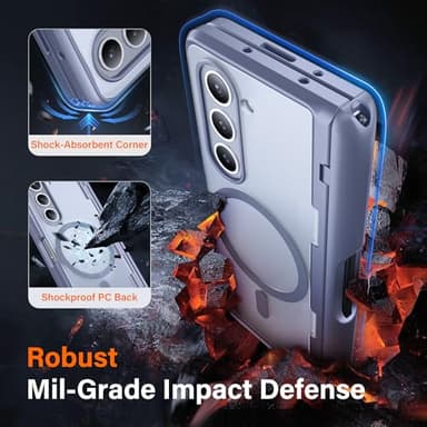 MOBOSI for Z Fold 5 Case with Privacy Screen Protector [Compatible with Magsafe], [Built-in Kickstand&Full Body Hinge Protection] Shockproof Phone Cover for Samsung Galaxy Z Fold5, Gray Blue - Image 5