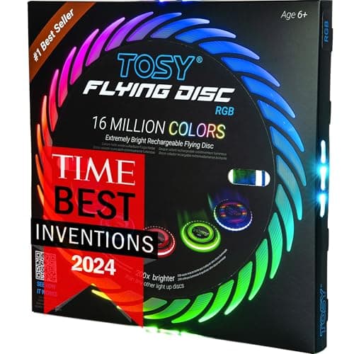 TOSY Flying Disc - 16 Million Color RGB or 36 LEDs, Extremely Bright, Smart Modes, Auto Light Up, Rechargeable, Easter, Birthday & Camping Gift for Men/Boys/Girls/Teens/Kids, 175g - Image 1