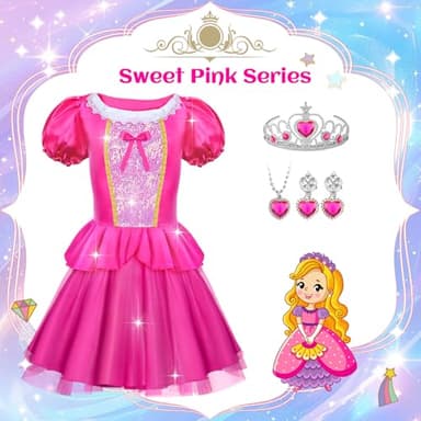 Tlooe Princess Dress Up for Girls - Dress up Clothes for Toddler Girl,Role Play Costume Princess Toys Christmas Birthday Gifts for Age 3-8 Year Old - Image 3