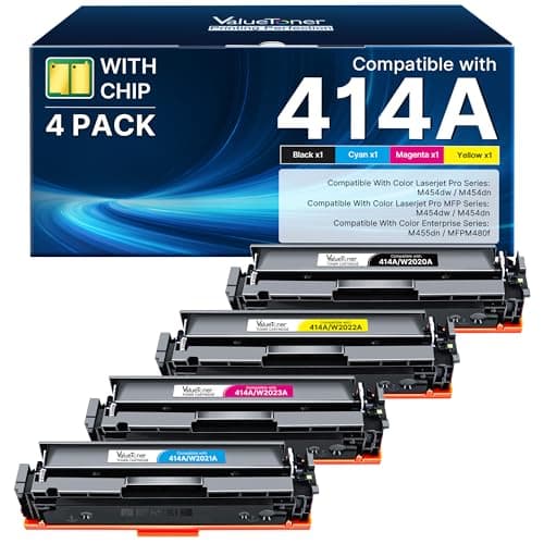 414A Toner Cartridges 4 Pack (with Chip) - MFP M479fdw Replacement for HP 414A HP 414X Toner for HP Color Laserjet Pro MFP M479fdw M479fdn M479dw Pro M454dw M454dn M479 M454 M480f Printer丨W2020A - Image 1