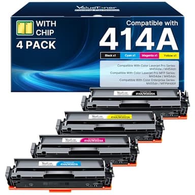 414A Toner Cartridges 4 Pack (with Chip) - MFP M479fdw Replacement for HP 414A HP 414X Toner for HP Color Laserjet Pro MFP M479fdw M479fdn M479dw Pro M454dw M454dn M479 M454 M480f Printer丨W2020A - Image 1