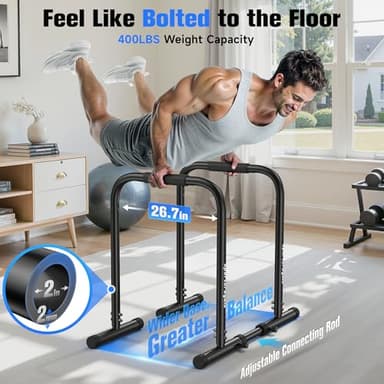 Sportsroyals Adjustable Dip Bar Station, Heavy Duty Parallette & Parallel Bars, 400LBS Stable Dip Stands for Home Gym, Calisthenics & Upper Body Workout Equipment - Image 2