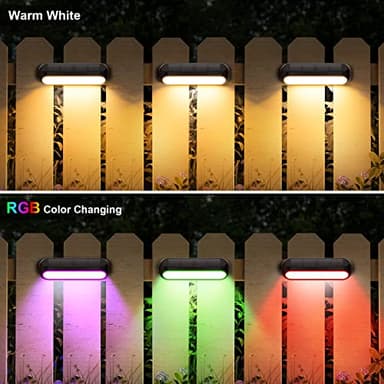 WdtPro Solar Fence Lights 6 Pack, Waterproof Solar Outdoor Lights Led Warm White & Color Changing, Deck Light Solar Powered for Outside Patio, Wall, Step, Yard, Stairs, Garden Decor - Image 2