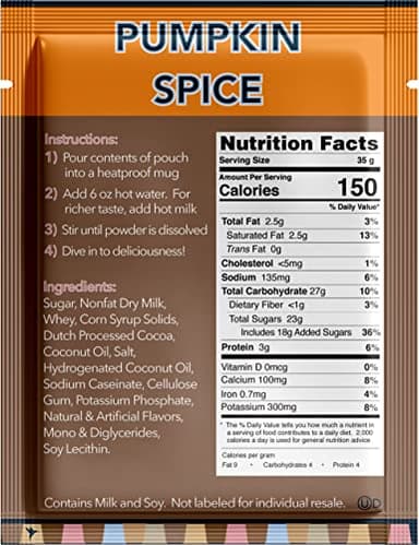 Double Donut Pumpkin Spice Hot Chocolate Mix Packets, Flavored Pumpkin Spice Hot Cocoa Mix, 18 Count - Image 2