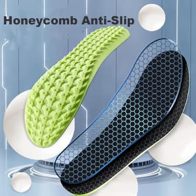Pickleball Insoles, Insoles Men & Women, 4D Anti-Slip Prevent Foot Odor Providing Shock Absorption and Cushioning Memory Foam Insole (Grey-Green(Buy 1get 2), Men7/Women8.5) - Image 5