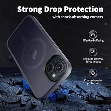 CACOE Magnetic Case for iPhone 15 2023 6.1 inch-Compatible with MagSafe & Magnetic Car Phone Mount,Anti-Fingerprint TPU Thin Phone Cases Cover Protective Shockproof（Dark Blue） - Image 6