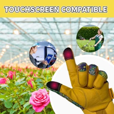 MSUPSAV Women Gardening Gloves with Touchscreen,Garden Glove,Cowhide Leather Work Glove for Women,Gardening Gfits,Colorful flowers,Large - Image 6