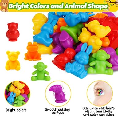 Counting Animals Color Sorting Matching Games with Sorting Bowls Montessori Sensory Early Educational Toys Learning Fine Motor Skill & Counting Math Toys Gift for 3 4 5 Year Old Boys Girls - Image 4
