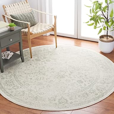 SAFAVIEH Adirondack Collection Area Rug - 8' Round, Ivory & Sage, Oriental Distressed Design, Non-Shedding & Easy Care, Ideal for High Traffic Areas in Living Room, Bedroom (ADR109V) - Image 1