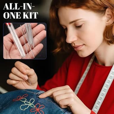 Big Eye Steel Sewing Needles Kit 34PCS | 5 Size Stainless Steel Needles for Hand Sewing Set with Case (34-PCS) - Image 3
